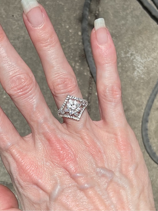 Jewelry - 925 SS Art Deco Statement Cocktail Ring | Geometric Halo CZ | JCM | Size 6–6.5